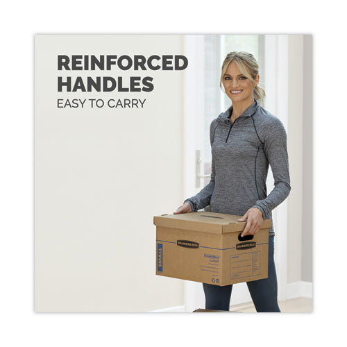 Image of Bankers Box® 7716401 SmoothMove Classic Moving/Storage Box Kit, Half Slotted Container (HSC), Assorted Sizes: (8) Small, (4) Med, Brown/Blue,12/CT