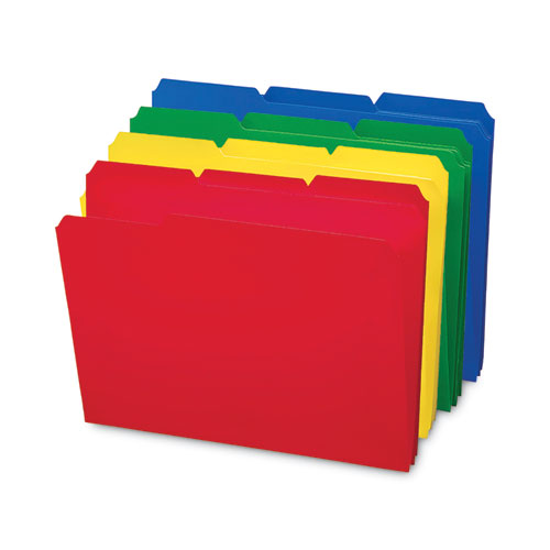 Image of Smead 10500 Top Tab Poly Colored File Folders, 1/3-Cut Tabs: Assorted, Letter Size, 0.75" Expansion, Assorted Colors, 24/Box