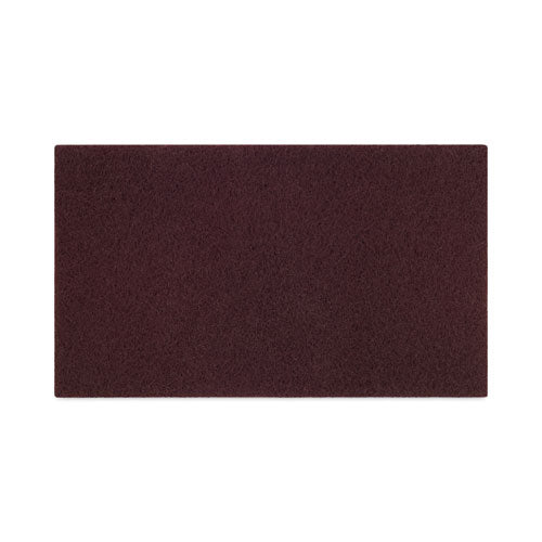 Image of Boardwalk® 7100151257 Deep Scrub Pads, 28 x 14, Maroon, 10/Carton