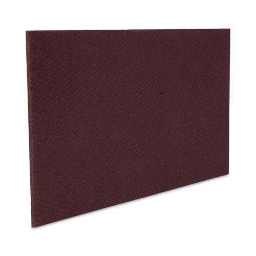 Image of Boardwalk® 7100151257 Deep Scrub Pads, 28 x 14, Maroon, 10/Carton