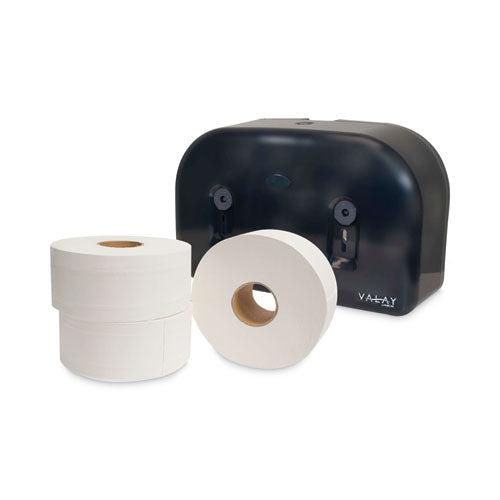 Image of Morcon Tissue VT1003 Valay Plastic Mini Jumbo Bath Tissue Dispenser, Two Rolls, 9.75 x 15.87 x 5.25, Black