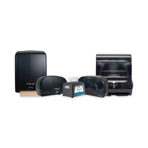 Image of Morcon Tissue VT1003 Valay Plastic Mini Jumbo Bath Tissue Dispenser, Two Rolls, 9.75 x 15.87 x 5.25, Black