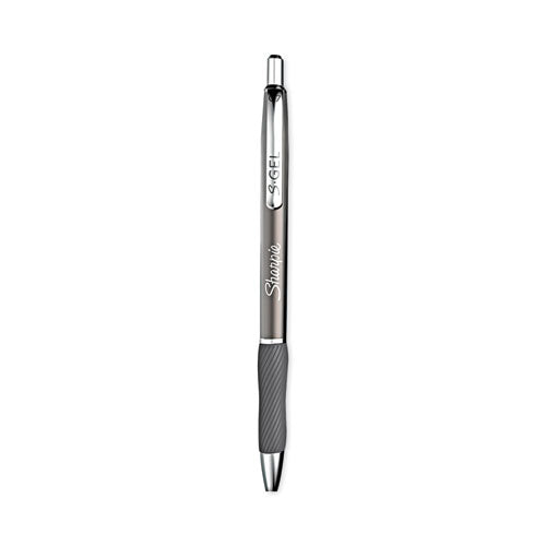 Image of Sharpie® S-Gel 2194704 S-Gel Premium Metal Barrel Gel Pen, Retractable, Medium 0.7 mm, Black Ink, Black Barrel, 2/Pack