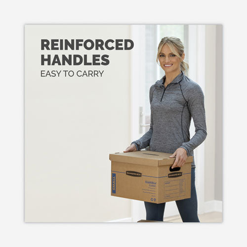 Image of Bankers Box® 7714203 SmoothMove Classic Moving/Storage Boxes, Half Slotted Container (HSC), Small, 12" x 15" x 10", Brown/Blue, 10/Carton