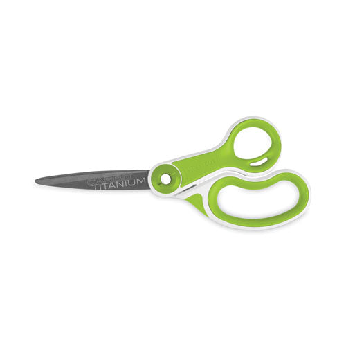 Image of Westcott® 17444 CarboTitanium Bonded Scissors, 8" Long, 3.25" Cut Length, Straight White/Green Handle