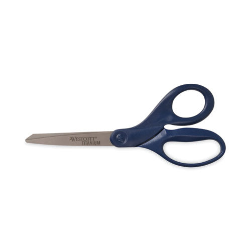 Image of Westcott® 17509 Titanium Bonded Scissors, 8" Long, 3.5" Cut Length, Straight Navy Handle
