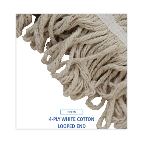 Image of Boardwalk® BWK432C Mop Head, Pro Loop Web/Tailband, Premium Standard Head, Cotton, 32 oz, White