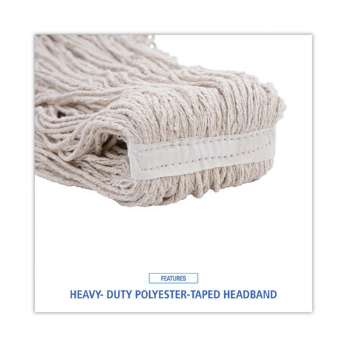 Image of Boardwalk® BWK432C Mop Head, Pro Loop Web/Tailband, Premium Standard Head, Cotton, 32 oz, White