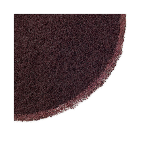 Image of Boardwalk® 7100151298 Deep Scrub Pads, 16" Diameter, Maroon, 10/Carton