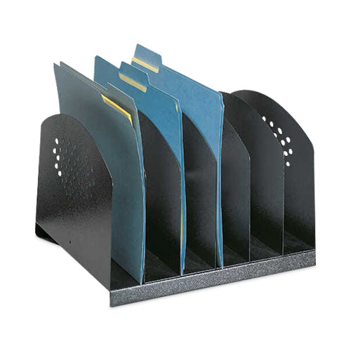Image of Safco® 3155BL Steel Vertical-Rack Desktop Sorter, Six Sections, Letter Size Files, 12.25" x 11.25" x 8", Black