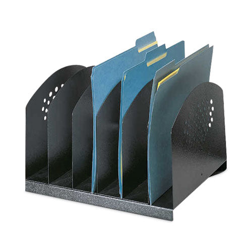 Image of Safco® 3155BL Steel Vertical-Rack Desktop Sorter, Six Sections, Letter Size Files, 12.25" x 11.25" x 8", Black