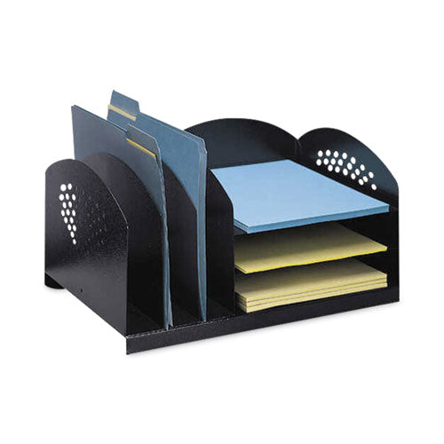 Image of Safco® 3167BL Steel Combo Desktop Sorter with Three Horizontal and Three Vertical Sections, Letter Size Files, 16.25 x 11.25 x 8.25, Black