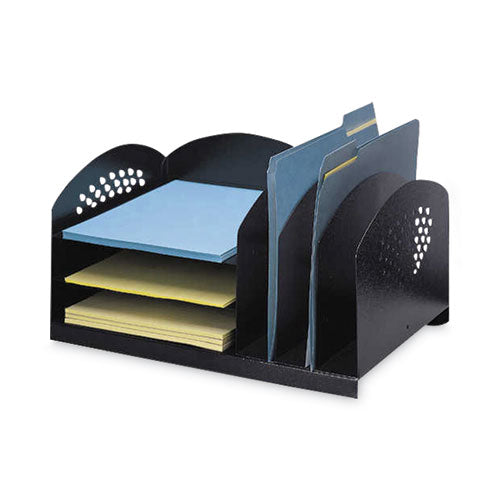 Image of Safco® 3167BL Steel Combo Desktop Sorter with Three Horizontal and Three Vertical Sections, Letter Size Files, 16.25 x 11.25 x 8.25, Black