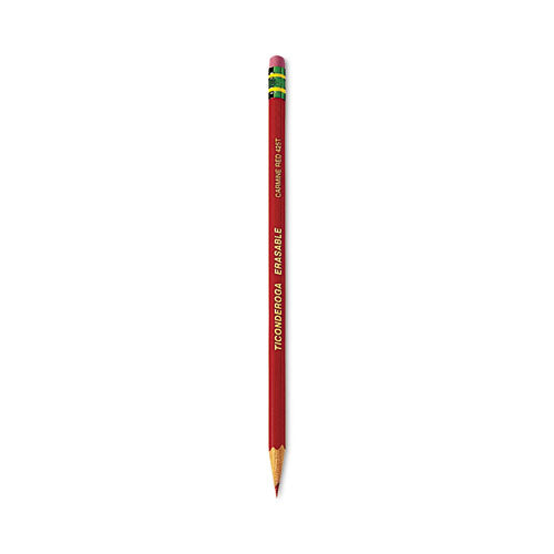 Image of Ticonderoga® 142590002 Erasable Colored Pencils, 2.6 mm, 2B, Carmine Red Lead, Carmine Red Barrel, 12/Pack