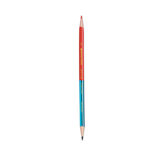 Image of Prismacolor® 02456 Verithin Dual-Ended Two-Color Pencils, 2 Mm, Blue/red Lead, Blue/red Barrel, Dozen