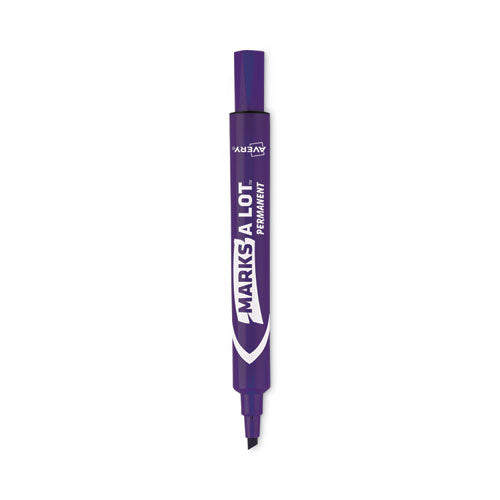 Image of Avery® 08884 Marks A Lot Large Desk-Style Permanent Marker, Broad Chisel Tip, Purple, Dozen (8884)