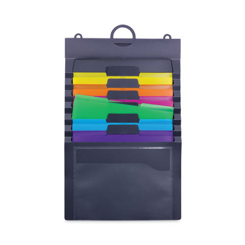 Image of Smead 92060 Cascading Wall Organizer, 6 Sections, Letter Size, 14.25 x 24.25, Gray, Neon Green, Neon Orange, Neon Pink, Purple, Yellow