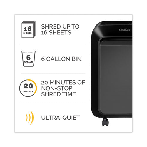 Image of Fellowes® 5015201 Powershred LX210 Micro-Cut Shredder, 16 Manual Sheet Capacity, Black