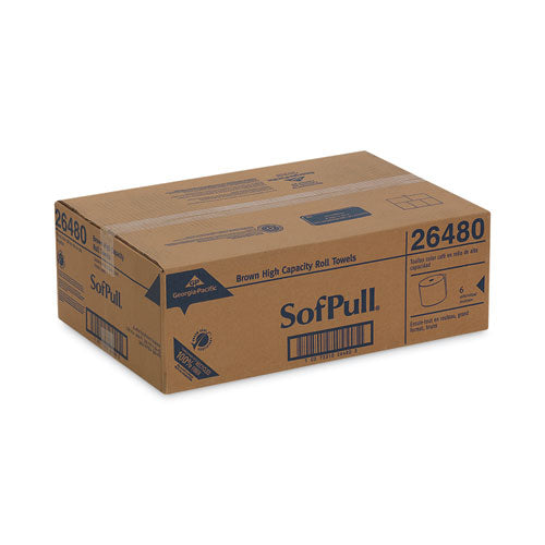 Image of Georgia Pacific® Professional 26480 SofPull Hardwound Roll Paper Towel, Nonperforated, 1-Ply, 7.87" x 1,000 ft, Brown, 6 Rolls/Carton