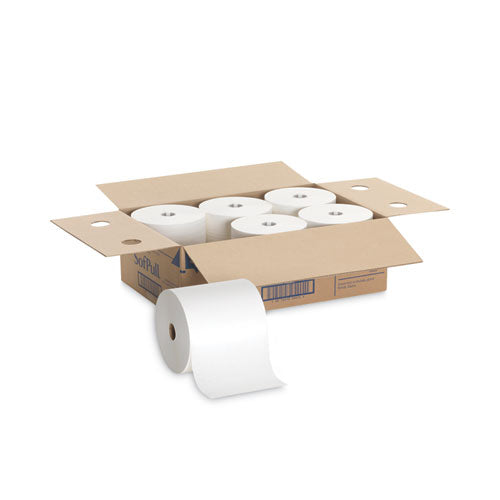 Image of Georgia Pacific® Professional 26470 SofPull Hardwound Roll Paper Towel, Nonperforated, 1-Ply, 7.87" x 1,000 ft, White, 6 Rolls/Carton