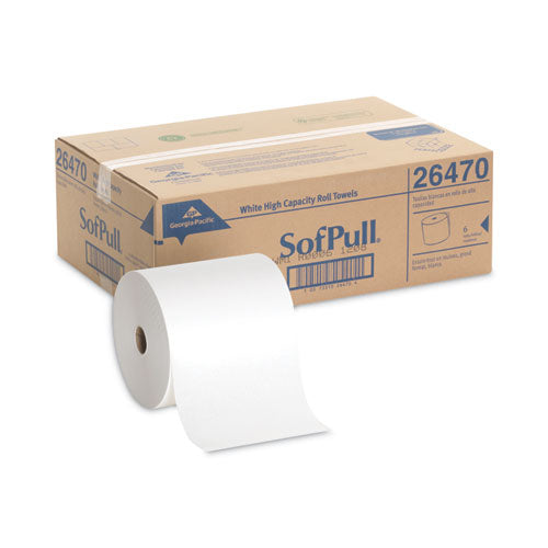 Image of Georgia Pacific® Professional 26470 SofPull Hardwound Roll Paper Towel, Nonperforated, 1-Ply, 7.87" x 1,000 ft, White, 6 Rolls/Carton