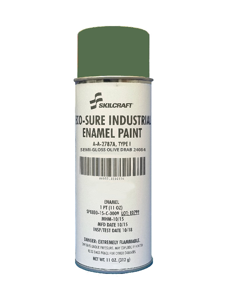 Eco-Sure Industrial Enamel Aerosol Paint, Semi-Gloss Olive Drab 24084