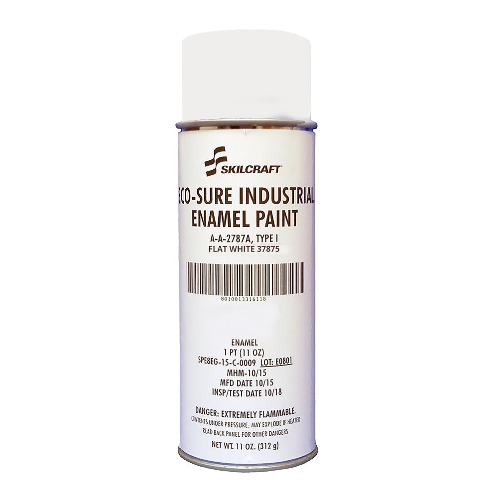 Image of SKILCRAFT® ECO-SURE® Eco-Sure Industrial Enamel Aerosol Paint, Flat White 37875, 1 Pint