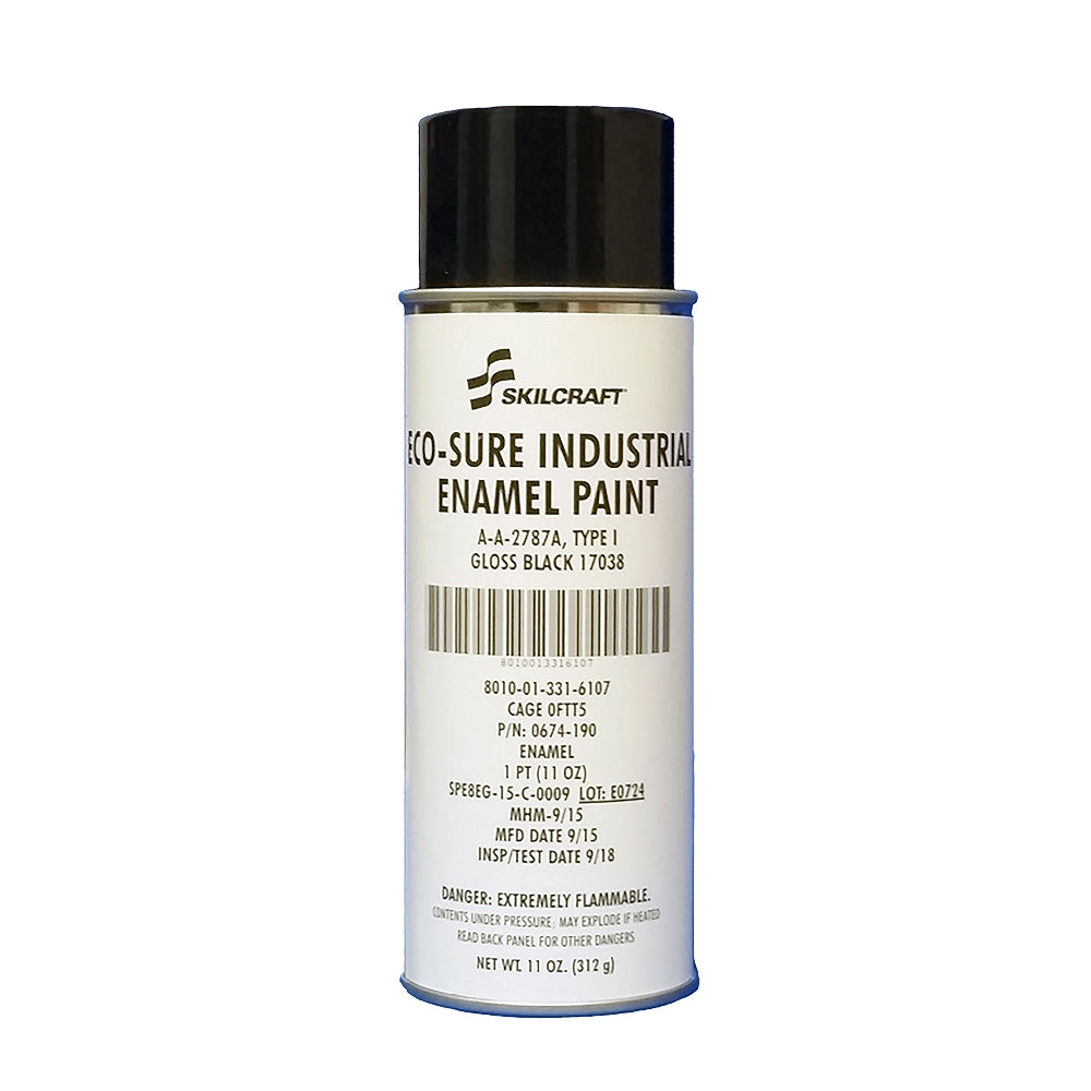 Image of SKILCRAFT® ECO-SURE® Eco-Sure Industrial Enamel Aerosol Paint, Gloss Black 17038