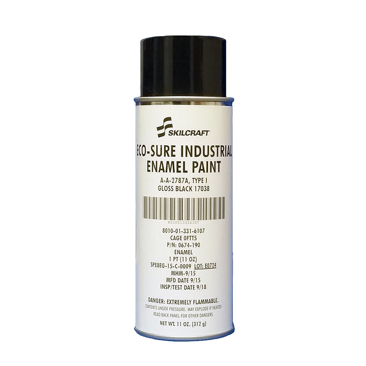 Image of SKILCRAFT® ECO-SURE® Eco-Sure Industrial Enamel Aerosol Paint, Gloss Black 17038