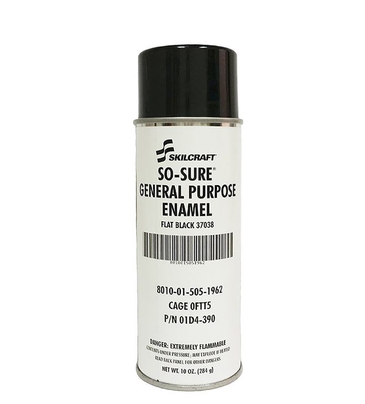 Image of SKILCRAFT® ECO-SURE® Eco-Sure Industrial Enamel Aerosol Paint, Flat Black 37038