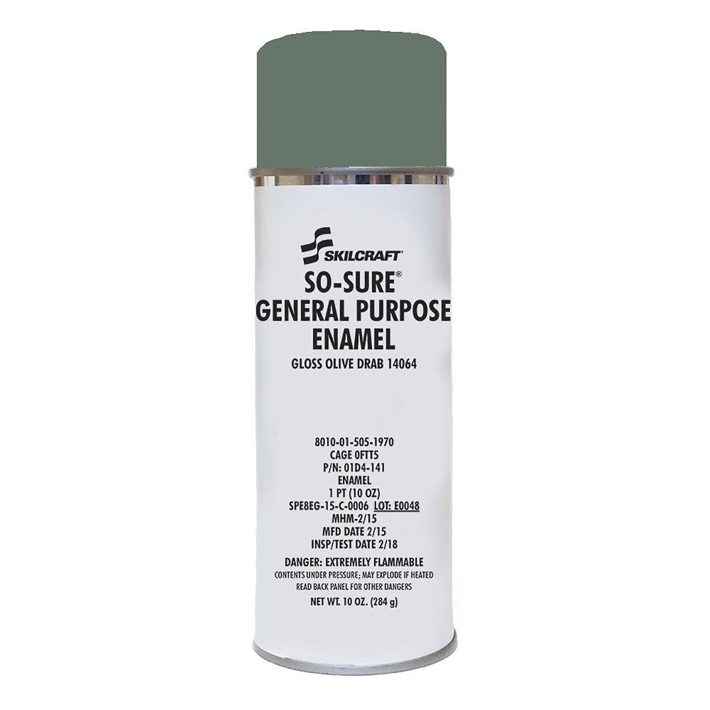 Eco-Sure Industrial Enamel Aerosol Paint, Gloss Olive Drab 14064