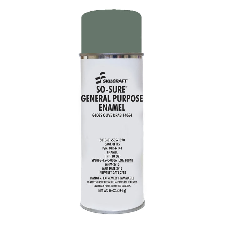 Eco-Sure Industrial Enamel Aerosol Paint, Gloss Olive Drab 14064