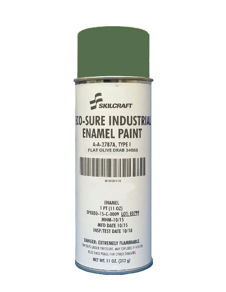 Image of SKILCRAFT® ECO-SURE® Eco-Sure Industrial Enamel Aerosol Paint, Flat Olive Drab 34088