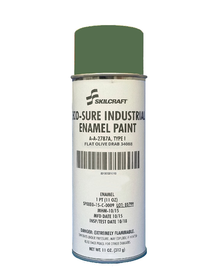 Image of SKILCRAFT® ECO-SURE® Eco-Sure Industrial Enamel Aerosol Paint, Flat Olive Drab 34088
