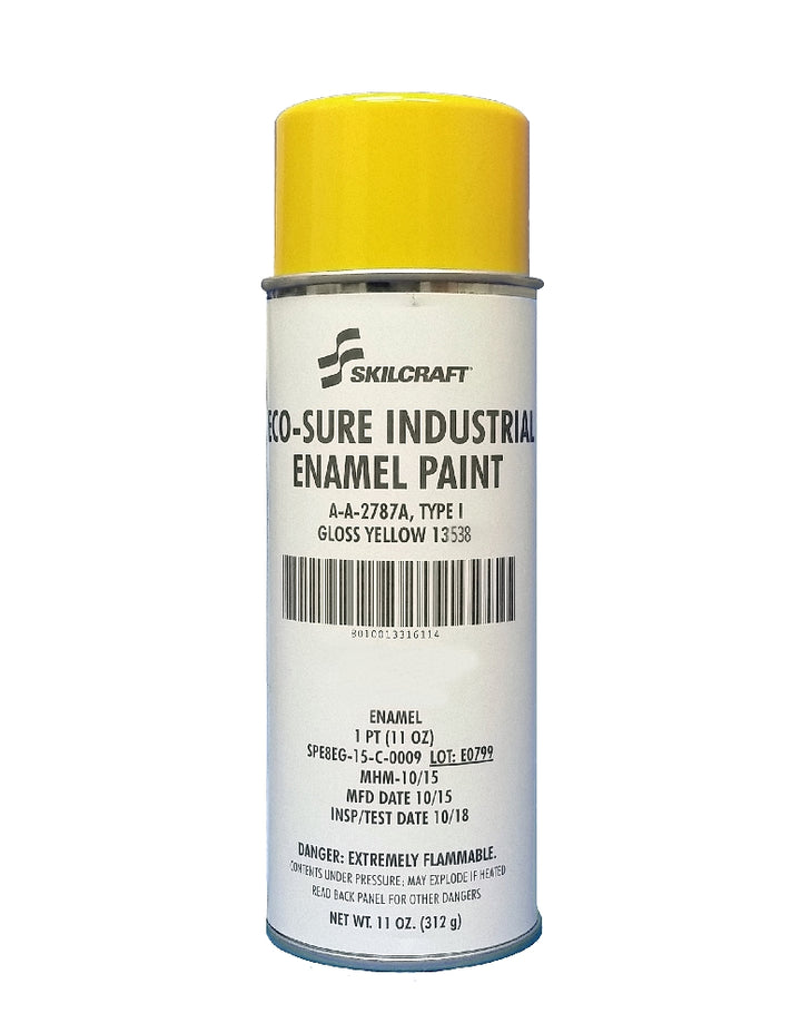 Eco-Sure Industrial Enamel Aerosol Paint, Gloss Yellow 13538