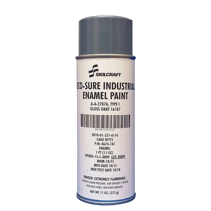 Eco-Sure Industrial Enamel Aerosol Paint, Gloss Gray 16187