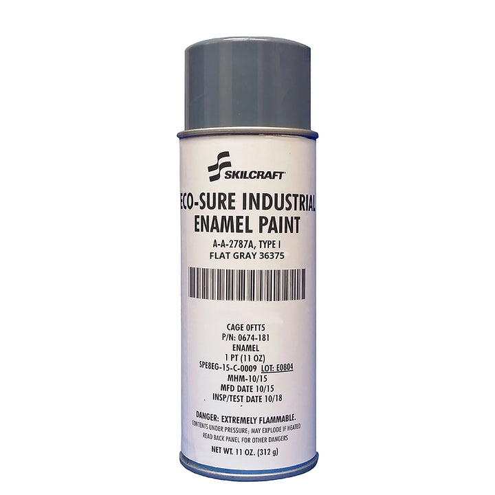 Eco-Sure Industrial Enamel Aerosol Paint, Flat Gray 36375