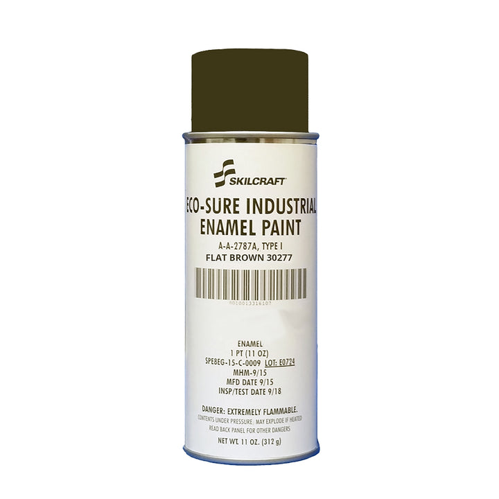Eco-Sure Industrial Enamel Aerosol Paint, Flat Brown 30277