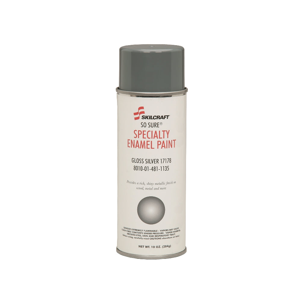 Skilcraft Aerosol Enamel Paint, Gloss Aluminum/Silver 17178