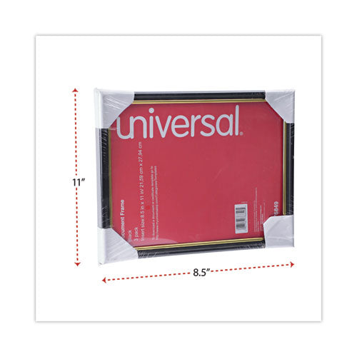 Image of Universal® UNV76849 All Purpose Document Frame, 8.5 X 11 Insert, Black/gold, 3/pack