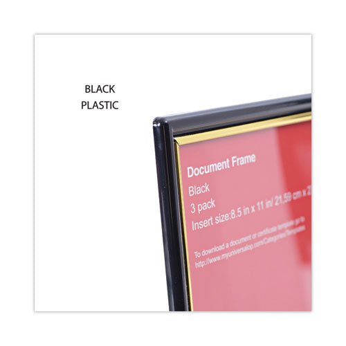 Image of Universal® UNV76849 All Purpose Document Frame, 8.5 X 11 Insert, Black/gold, 3/pack