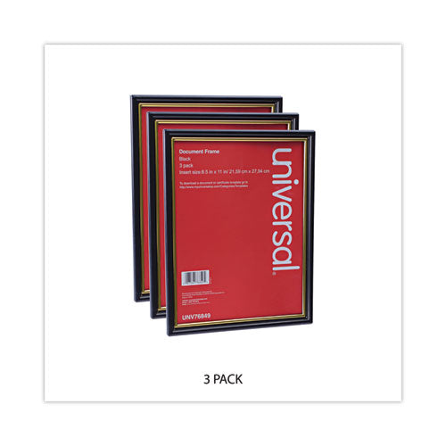 Image of Universal® UNV76849 All Purpose Document Frame, 8.5 X 11 Insert, Black/gold, 3/pack
