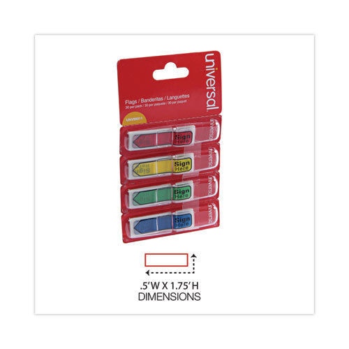 Image of Universal® Deluxe Message Arrow Flags, "sign Here", Assorted Colors, 120/pack