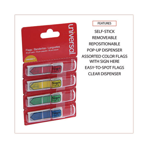 Image of Universal® Deluxe Message Arrow Flags, "sign Here", Assorted Colors, 120/pack