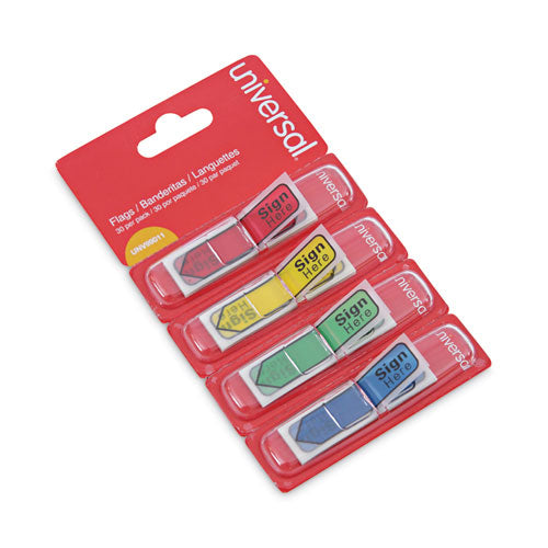 Image of Universal® Deluxe Message Arrow Flags, "sign Here", Assorted Colors, 120/pack