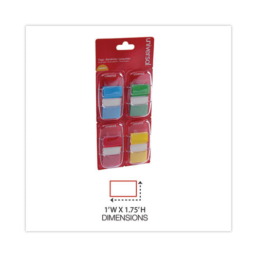 Image of Universal® UNV99012 Deluxe Pop-Up Page Flags, 1 x 1.75, Four Assorted Colors, 50 Flags/Dispenser, 4 Dispensers/Pack