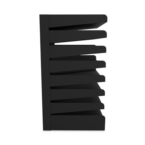 Image of Safco® 3129BL Steel Horizontal-Tray Desktop Sorter, Eight Sections, Letter Size Files, 12" x 9.5" x 17.75", Black