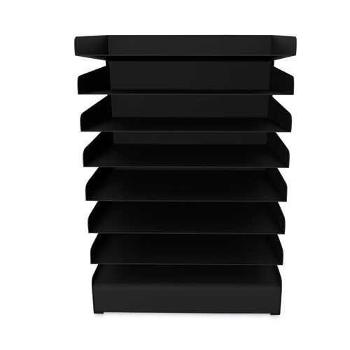 Image of Safco® 3129BL Steel Horizontal-Tray Desktop Sorter, Eight Sections, Letter Size Files, 12" x 9.5" x 17.75", Black