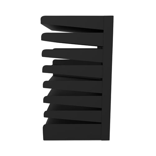 Image of Safco® 3129BL Steel Horizontal-Tray Desktop Sorter, Eight Sections, Letter Size Files, 12" x 9.5" x 17.75", Black