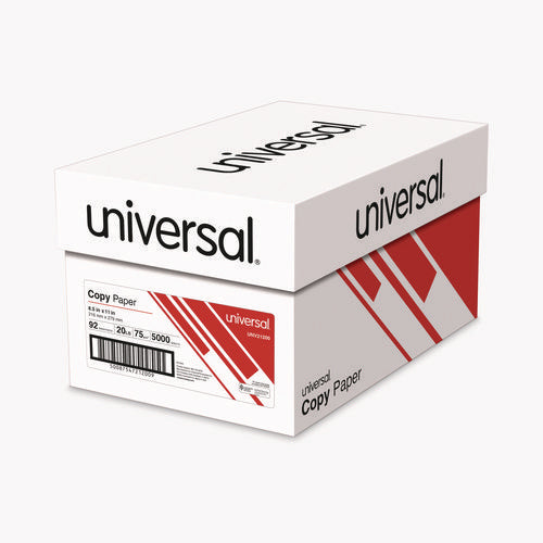 Image of Universal® UNV21200 Copy Paper, 92 Bright, 20 lb Bond Weight, 8.5 x 11, White, 500 Sheets/Ream, 10 Reams/Carton